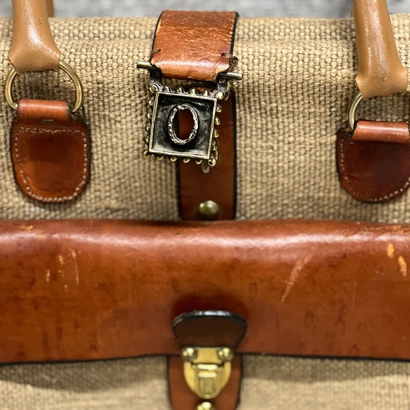 Vintage Leather and Wool Tweed Briefcase - Picture 3 of 9